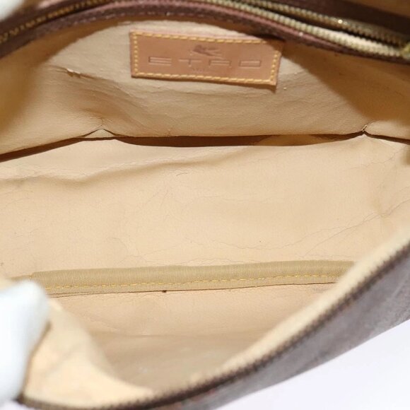 ETRO Paisley Shoulder Bag PVC Leather Brown Gold Auth am8067 - Picture 12 of 16